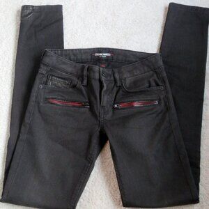 Etienne Marcel Siz 24 Distressed Low Rise Black Moto Skinny Jean EM7230 MSRP$187